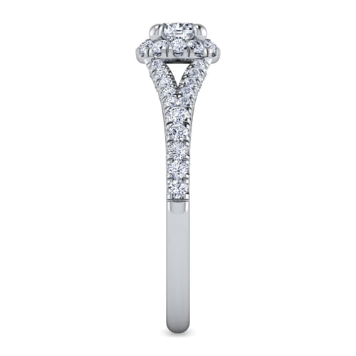 14K White Gold Round Halo Diamond Engagement Ring