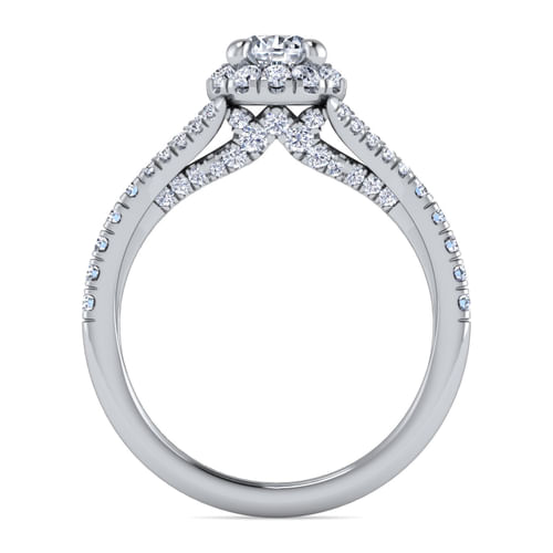 14K White Gold Round Halo Diamond Engagement Ring