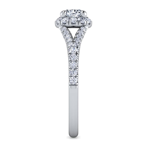 14K White Gold Round Halo Diamond Engagement Ring