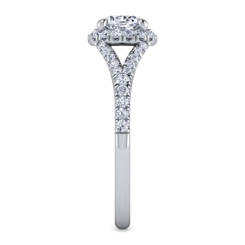 14K White Gold Round Halo Diamond Engagement Ring