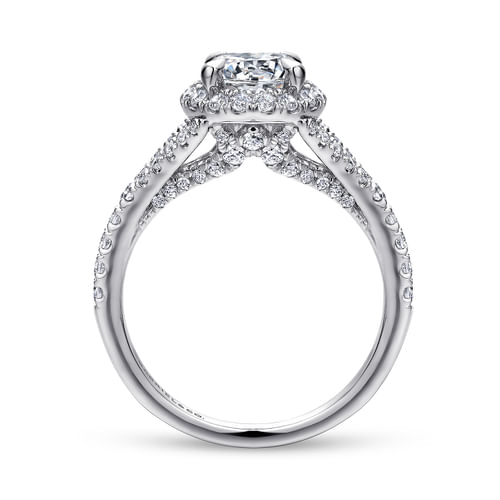 14K White Gold Round Halo Diamond Engagement Ring