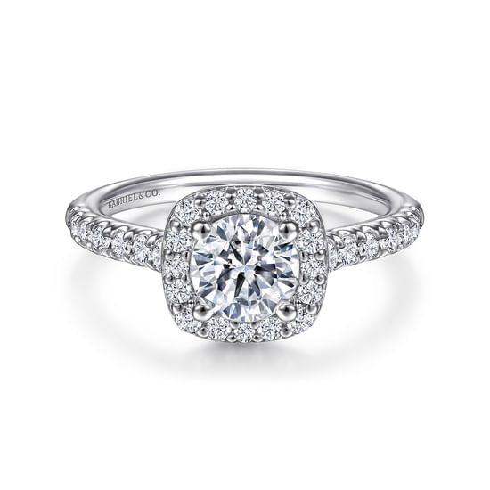 Gabriel - 14K White Gold Round Halo Diamond Engagement Ring