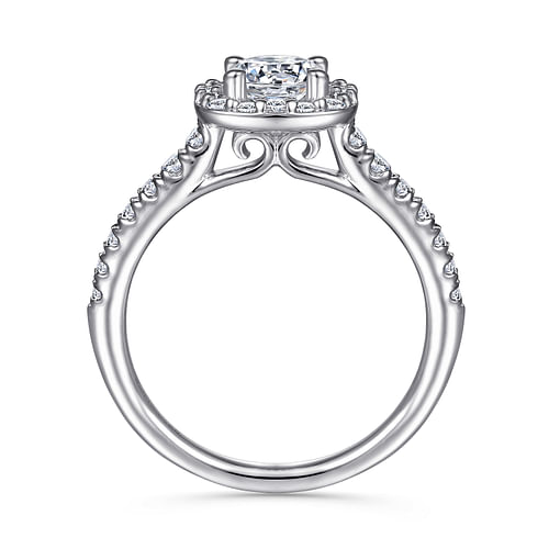 14K White Gold Round Halo Diamond Engagement Ring