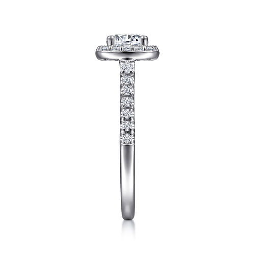 14K White Gold Round Halo Diamond Engagement Ring