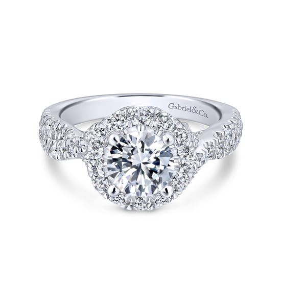 Gabriel - 14K White Gold Round Halo Diamond Engagement Ring
