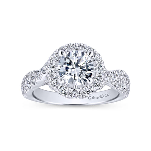 14K White Gold Round Halo Diamond Engagement Ring