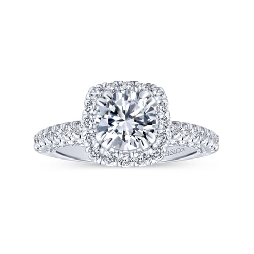 14K White Gold Round Halo Diamond Engagement Ring