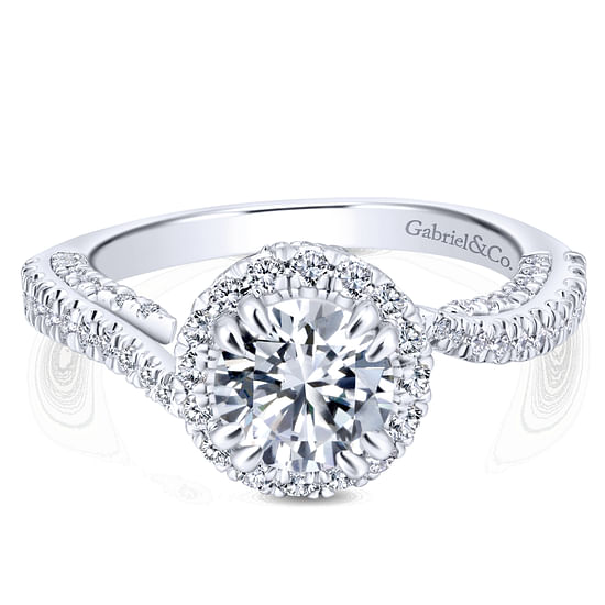 Gabriel - 14K White Gold Round Halo Diamond Engagement Ring