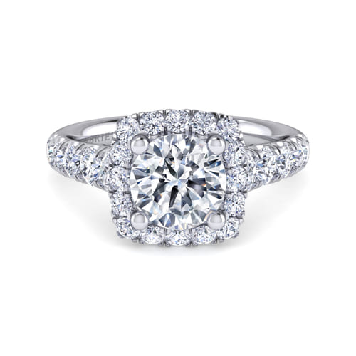 14K White Gold Round Halo Diamond Engagement Ring 14K White Gold Round Halo Diamond Engagement Ring