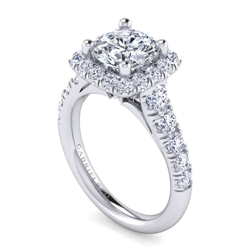 14K White Gold Round Halo Diamond Engagement Ring 14K White Gold Round Halo Diamond Engagement Ring