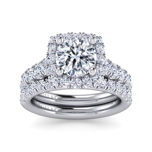 14K White Gold Round Halo Diamond Engagement Ring 14K White Gold Round Halo Diamond Engagement Ring