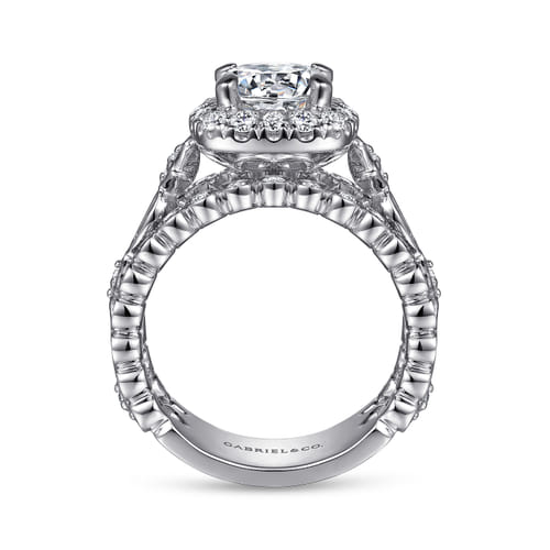 14K White Gold Round Halo Diamond Engagement Ring