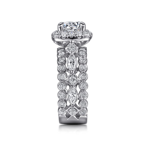 14K White Gold Round Halo Diamond Engagement Ring