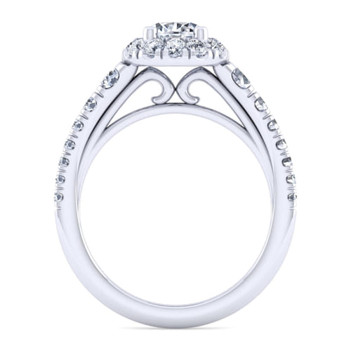 14K White Gold Round Halo Diamond Engagement Ring