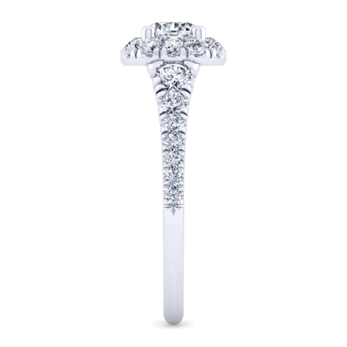 14K White Gold Round Halo Diamond Engagement Ring