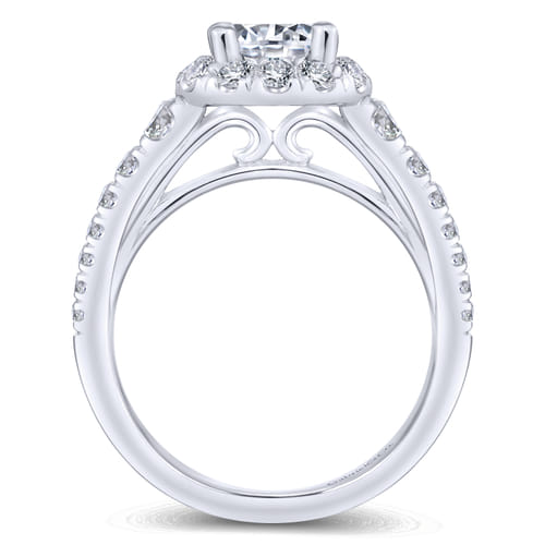 14K White Gold Round Halo Diamond Engagement Ring