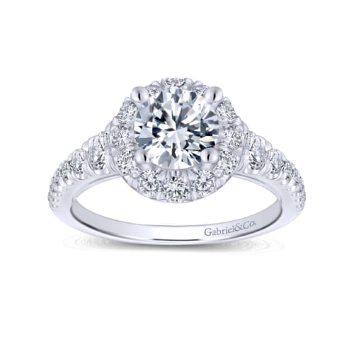 14K White Gold Round Halo Diamond Engagement Ring