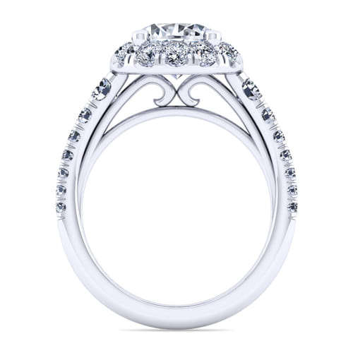 14K White Gold Round Halo Diamond Engagement Ring