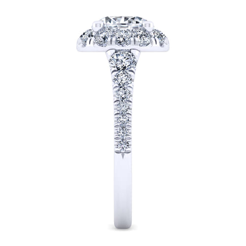 14K White Gold Round Halo Diamond Engagement Ring