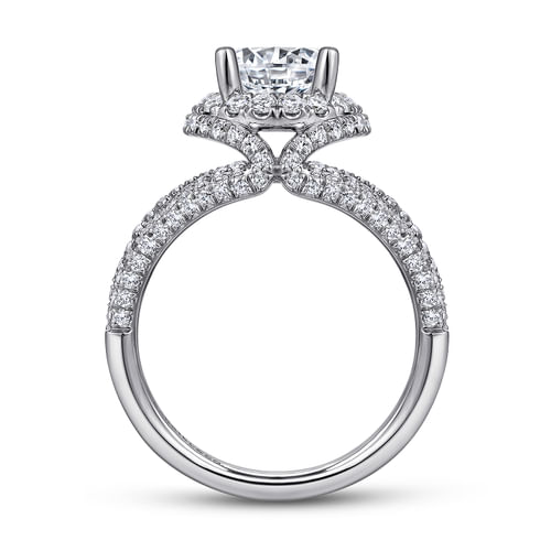 14K White Gold Round Halo Diamond Engagement Ring