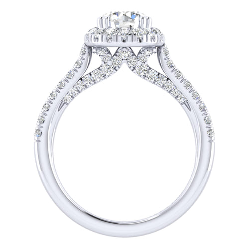 14K White Gold Round Halo Diamond Engagement Ring
