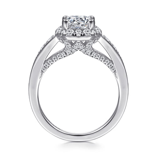 14K White Gold Round Halo Diamond Engagement Ring