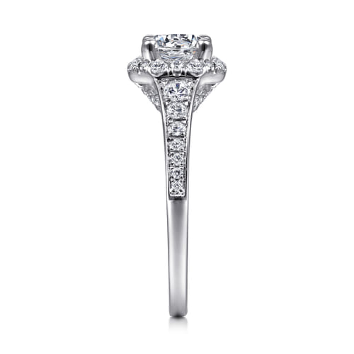 14K White Gold Round Halo Diamond Engagement Ring