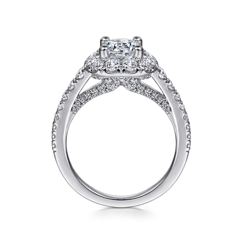 14K White Gold Round Halo Diamond Engagement Ring