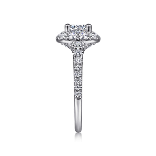 14K White Gold Round Halo Diamond Engagement Ring