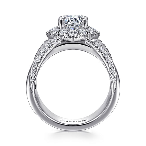 14K White Gold Round Halo Diamond Engagement Ring