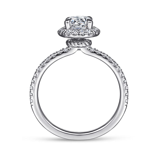 14K White Gold Round Halo Diamond Engagement Ring