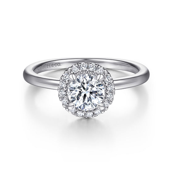 Gabriel - 14K White Gold Round Halo Diamond Engagement Ring