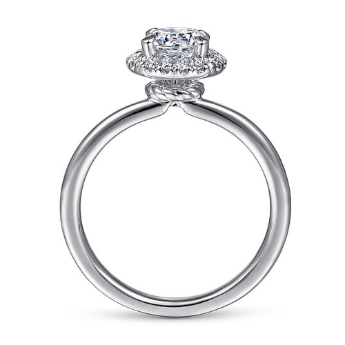 14K White Gold Round Halo Diamond Engagement Ring