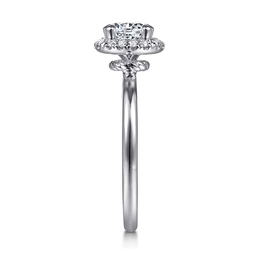 14K White Gold Round Halo Diamond Engagement Ring