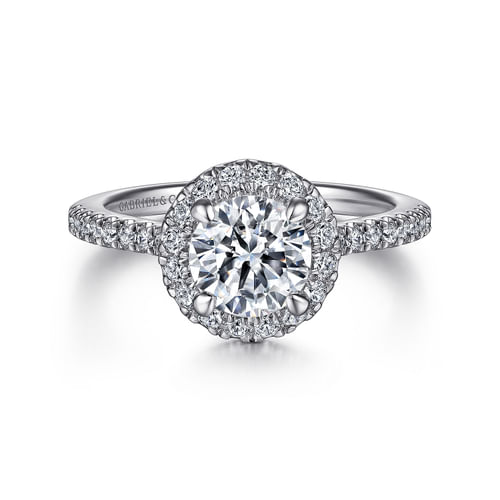 14K White Gold Round Halo Diamond Engagement Ring