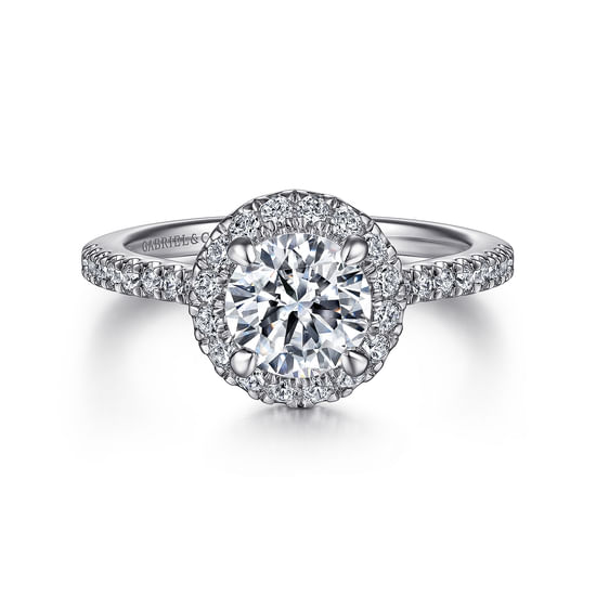 Gabriel - 14K White Gold Round Halo Diamond Engagement Ring