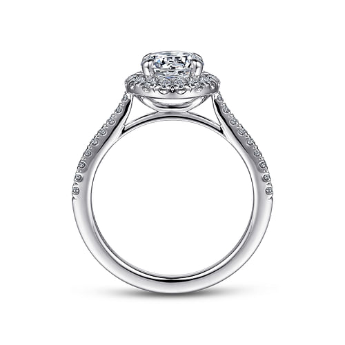 14K White Gold Round Halo Diamond Engagement Ring