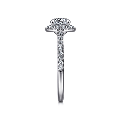 14K White Gold Round Halo Diamond Engagement Ring