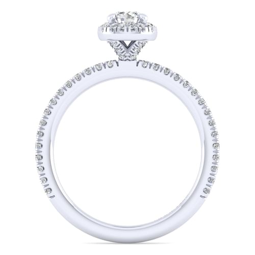 14K White Gold Round Halo Diamond Engagement Ring