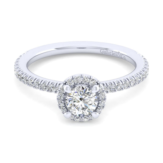 Gabriel - 14K White Gold Round Halo Diamond Engagement Ring