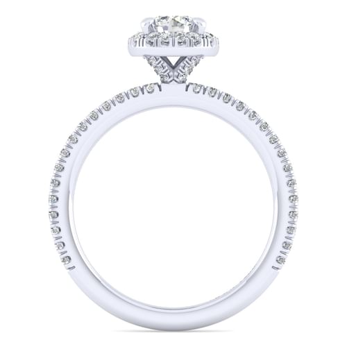 14K White Gold Round Halo Diamond Engagement Ring