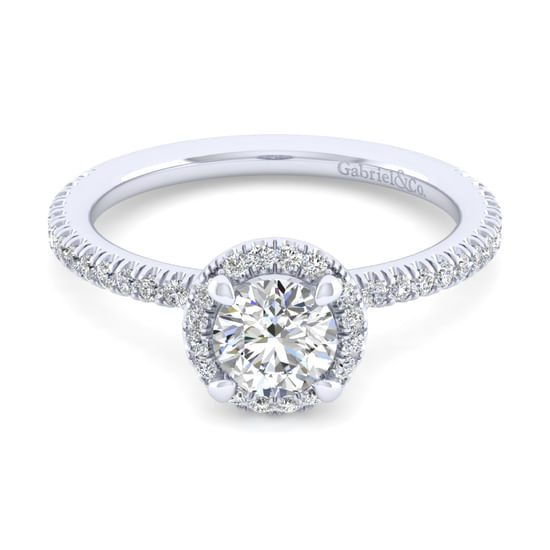 Gabriel - 14K White Gold Round Halo Diamond Engagement Ring