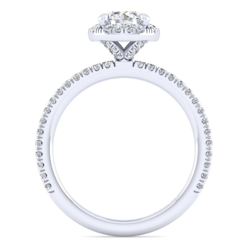 14K White Gold Round Halo Diamond Engagement Ring