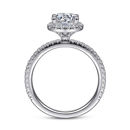 14K White Gold Round Halo Diamond Engagement Ring