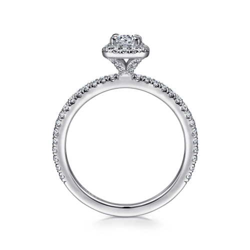 14K White Gold Round Halo Diamond Engagement Ring