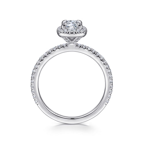 14K White Gold Round Halo Diamond Engagement Ring