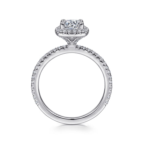 14K White Gold Round Halo Diamond Engagement Ring