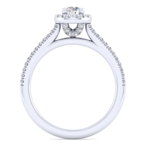 14K White Gold Round Halo Diamond Engagement Ring