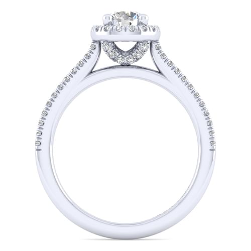 14K White Gold Round Halo Diamond Engagement Ring