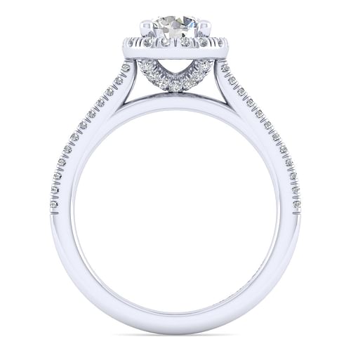 14K White Gold Round Halo Diamond Engagement Ring